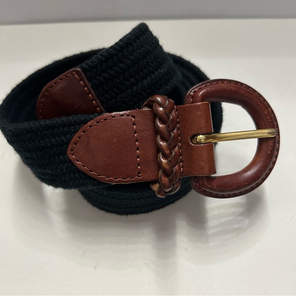 Talbots Accessories - Vintage Talbots XL Leather & Navy Woven Stretch Belt